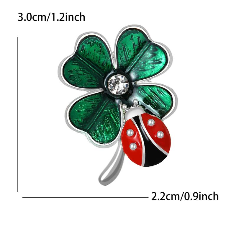 

Эмалевые броши Божья коровка и Четырехлистный клевер для женщин, унисекс, двухцветные эмалевые броши-булавки Трава и жук , подарки