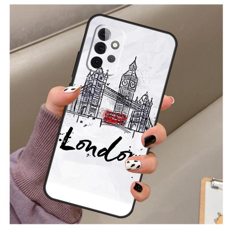 London Red Bus Big Ben Soft Case For Samsung Galaxy A32 A52 A72 A12 A42 A40 A50 A70 A03S A21S A52S A71 A51 Cover