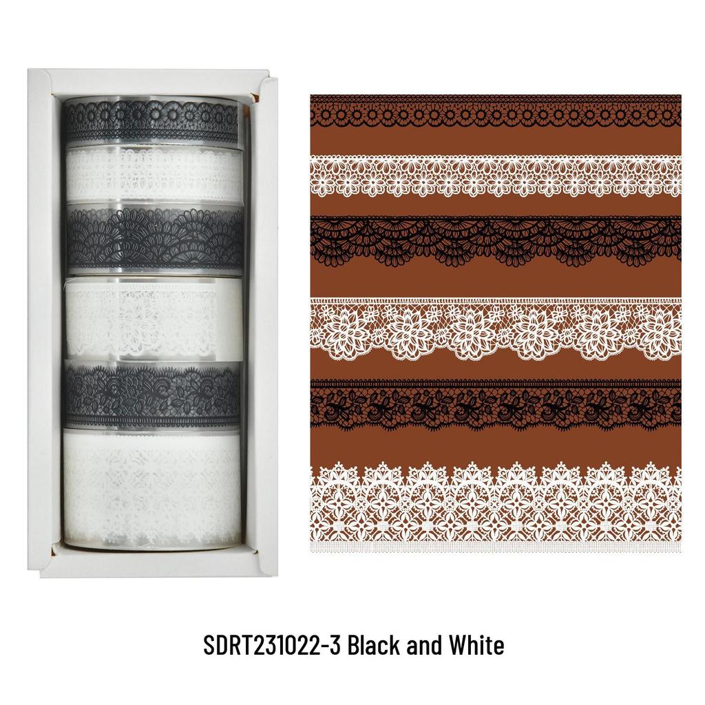 Transparent Die-Cut Lace Tape: Retro Collage Stickers, Waterproof PET, Artistic Journaling Roll.