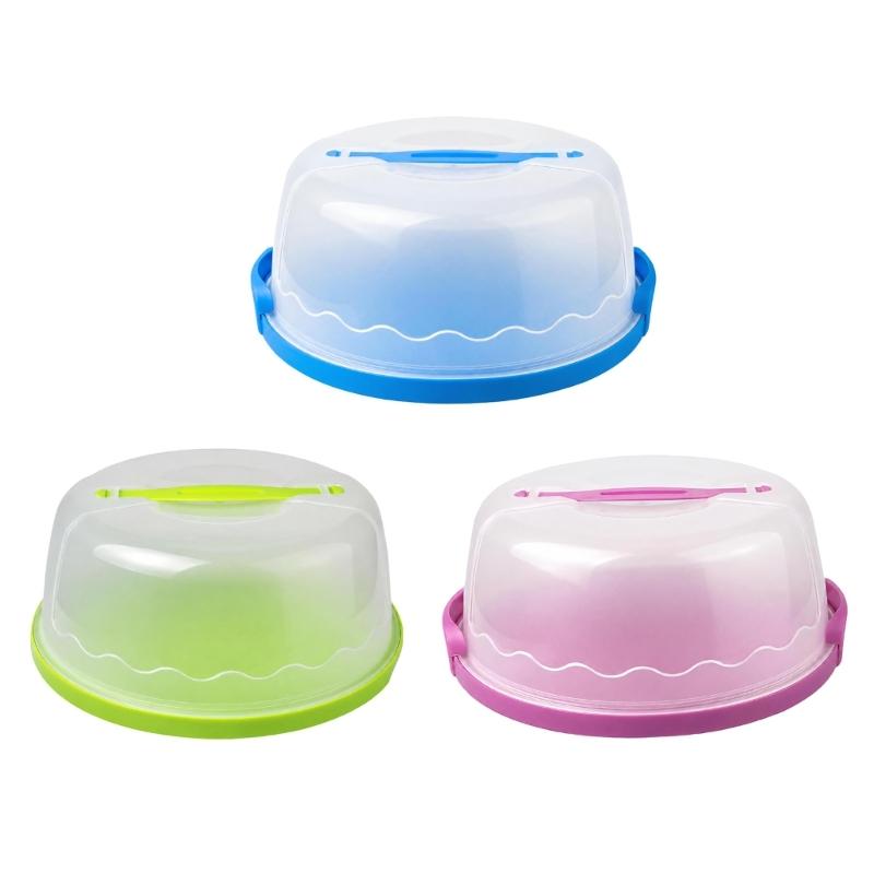 Cake Storage Container with Food-Contact-Grade Plastic, Top Carrying Handle, See-Through Cover and Round Base for Storage