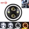 5.75" Inch Black LED Headlight Projector Halo Ring High Low Beam Motorcycle 5 3/4" DRL Turn Signal for Sportster Dyna Iron 883