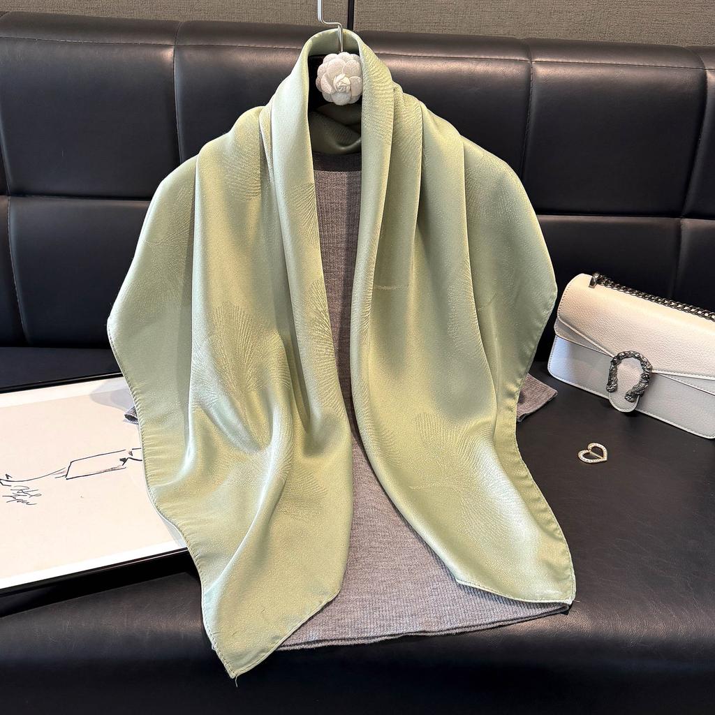 Summer Solid Color Tencel Cotton Ginkgo Biloba Scarf Women'S Beach Sunscreen Yarn Shawl Versatile Silk Scarf Women