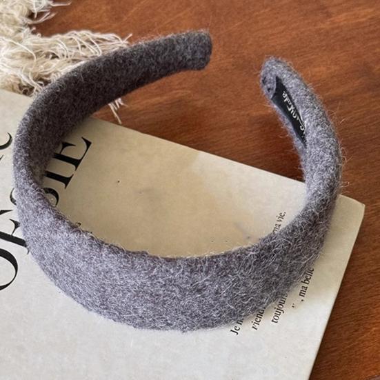 Women Headband Wide-Brimmed Sponge Filling Soft Suede Texture Hair Hoop Autumn