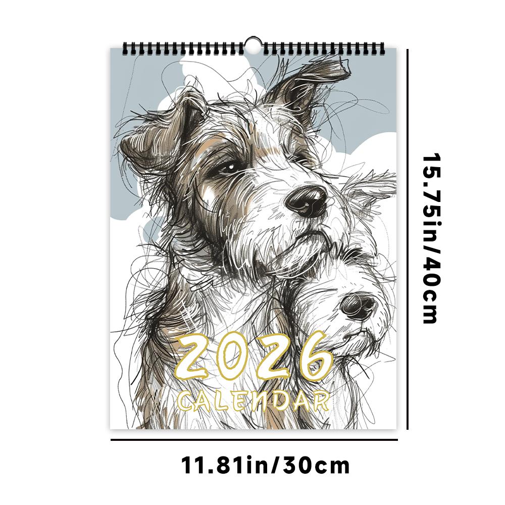 1pc, 2026 Super Large Dog Calendar - Sloppy Dog, 12 different designs, wall calendar, birthday, Christmas, New Year Gift