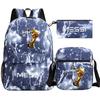 Football Star Print Youth Primary And Secondary School Students Schoolbag Three-Piece Set Men'S And Women'S Backpack