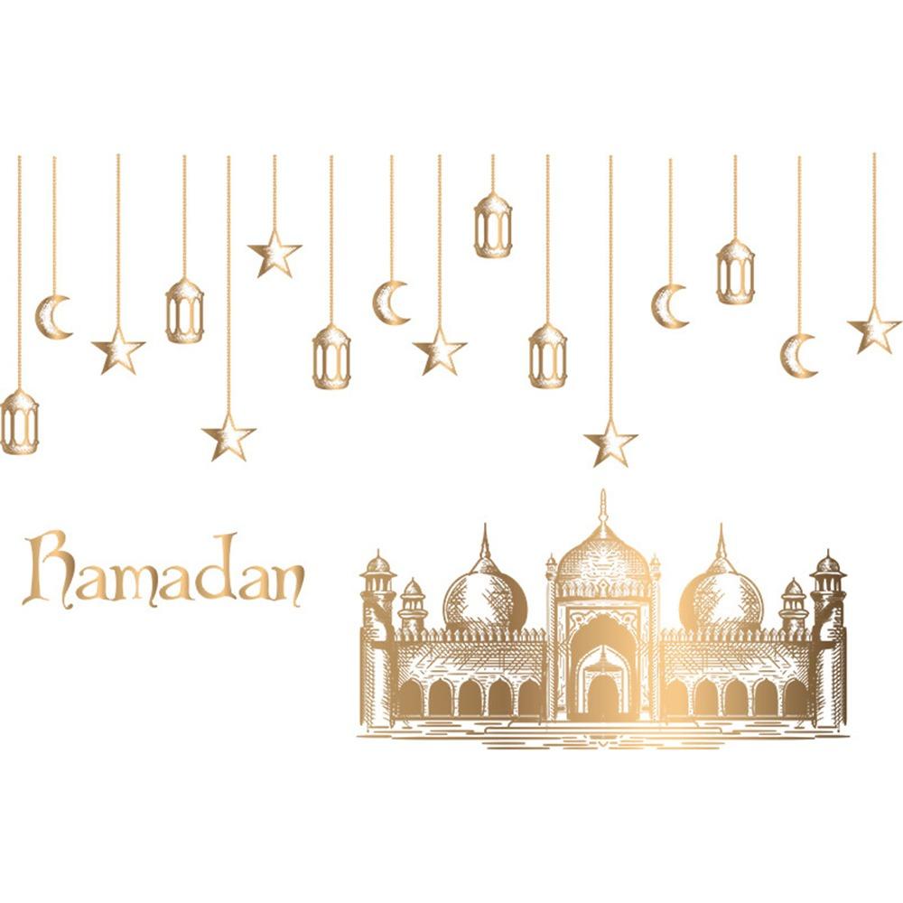 Multicolor Eid Mubarak Wall Stickers Star Moon Lantern Castle Ramadan Kareem Decals Eid Al-fitr Accessories Mural Bedroom