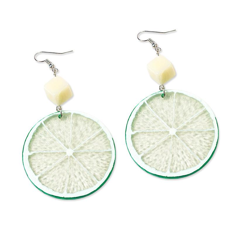 Harajuku Fruit Orange Lemon Pendant Earrings Women'S Sweet Temperament Earrings Ear Jewelry