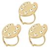 3Pcs Manicure Palette Wearable Metal Nail Art Polish Holder Nail Paint Palette Finger Rings Nail Art Tool for Home Salon