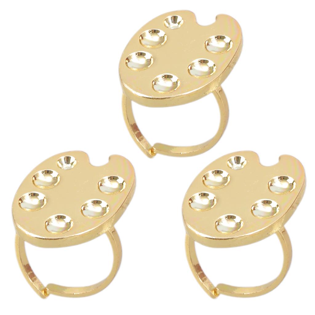 3Pcs Manicure Palette Wearable Metal Nail Art Polish Holder Nail Paint Palette Finger Rings Nail Art Tool for Home Salon