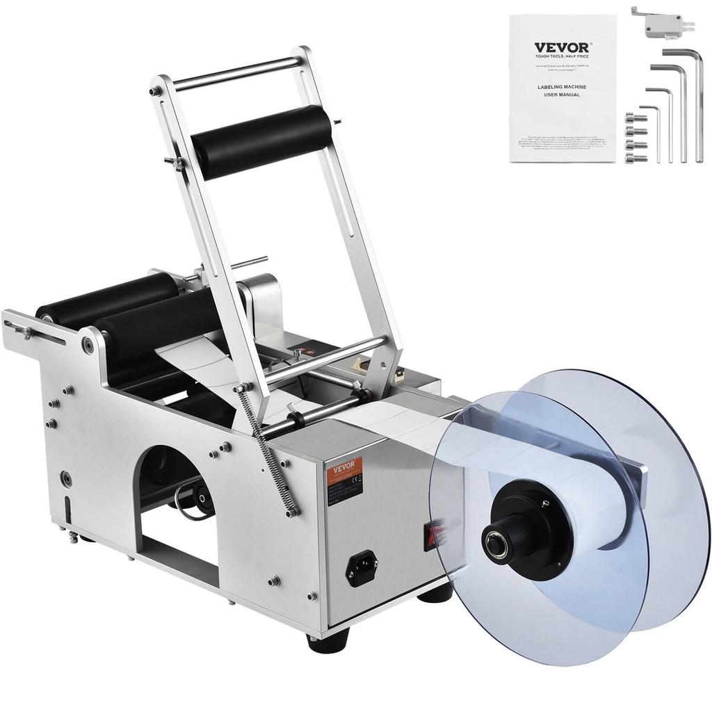Semi-Automatic Round Labeling Machine, 20-50pcs/min, Electric Bottle Label Applicator for Round Bottles, Round Bottle Labeler Suitable for Bottle