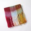 Men's and Women's Autumn and Winter Scarf Fashionable Warm Rainbow Plaid Shawl Tassel Thickened Mohair Scarf