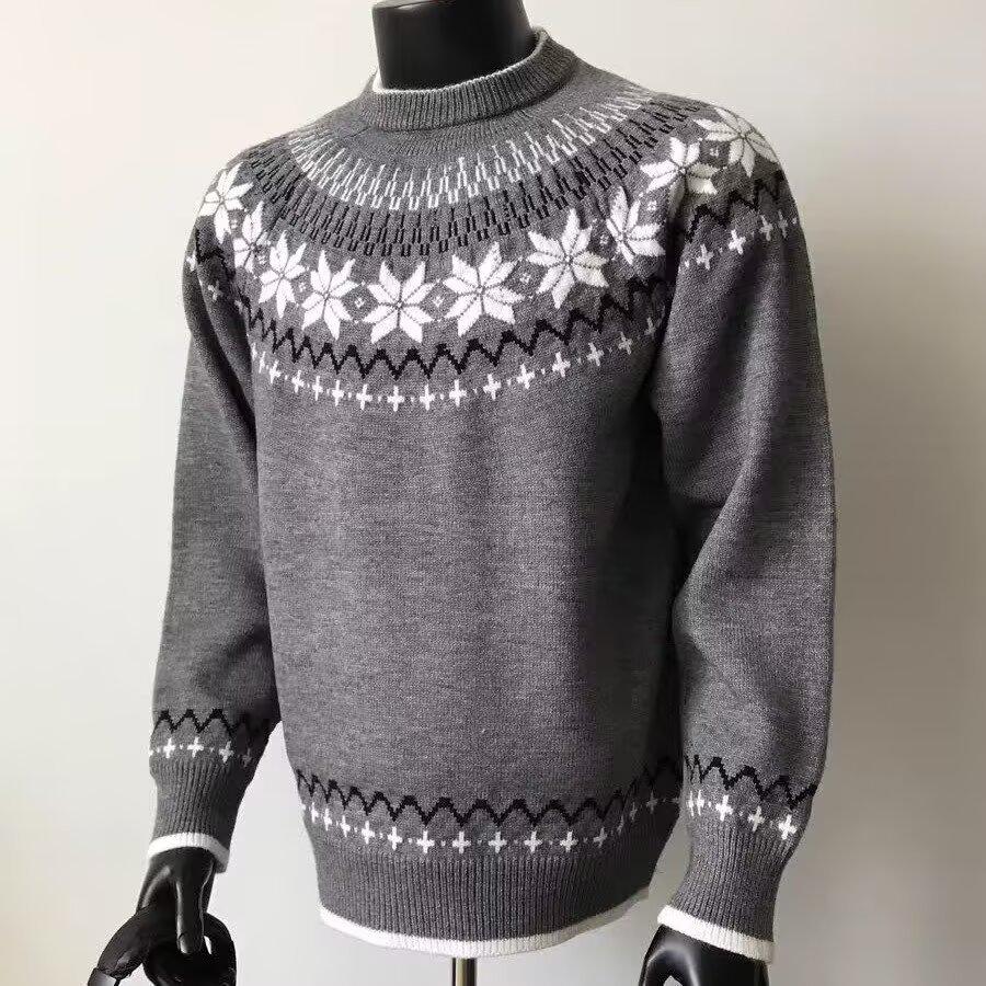 

Мужской тяжелый исландский свитер в стиле Fair Isle - Ретро рабочая вязаная одежда для осени/зимы 2XL серый