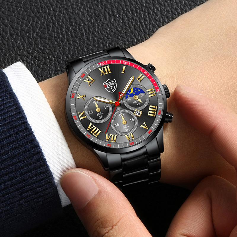 Watch Three-Piece Men'S Accessories Watch Ring Necklace Bracelet Men'S Quartz Watch