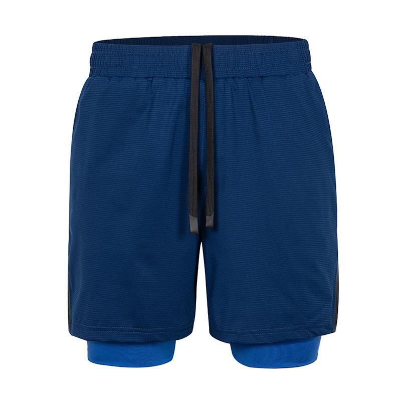 Men 2 In 1 Quick Dry Athletic Shorts Elastic Waist Drawstring With Liner