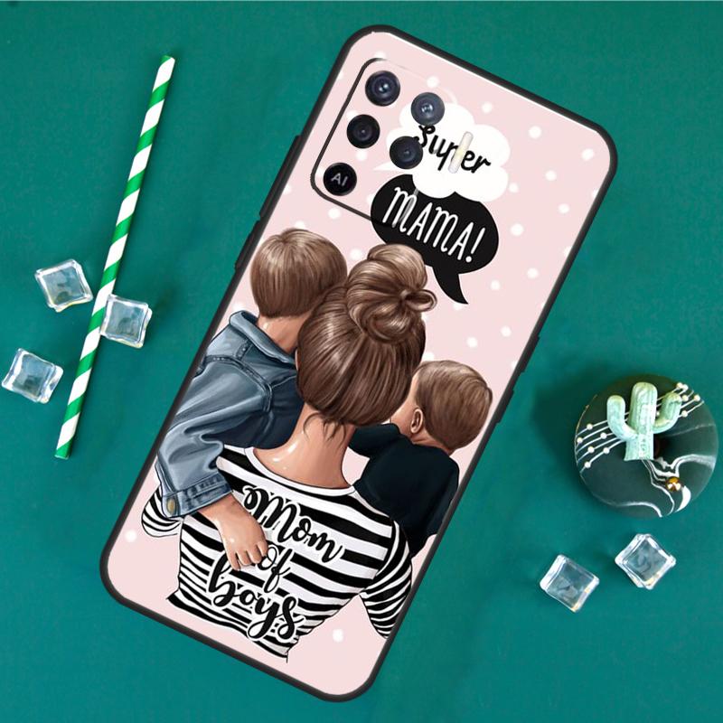 Brown Hair Baby Mom Girl Queen Case For Oppo A60 A40 A80 A16 A76 A96 A18 A38 A58 A78 A98 A91 A15 A17 A74 A94 A54 A57S Cover