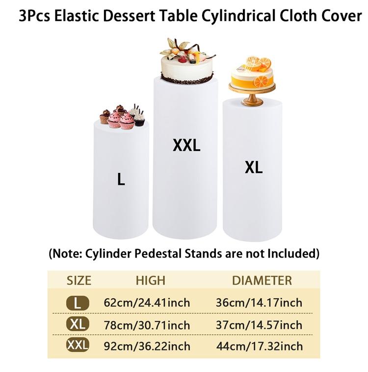 3/5pcs Elastic Wedding Cylindrical Base Tablecloth Circular Dessert Table Birthday Party Decoration Cylindrical Pedestal Covers