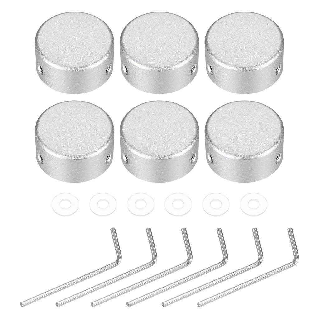 uxcell 6pcs Footswitch Toppers Guitar Pedal Button Caps Metal Footswitch Top Covers for Inch Guitar Effect Pedal Silver 3/8 Buttons,