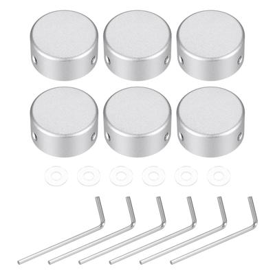 Uxcell 6 Stück Fußschalter-Kappen Metall-Fußschalter-Oberteile für Zoll-Gitarreneffektpedale Silber 3/8 Knöpfe,