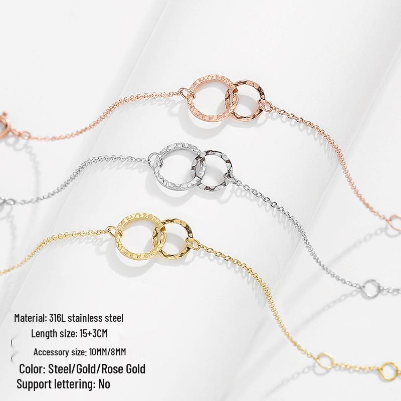 eManco Gold-Plated Stainless Steel Hollow Round Bracelet - Korean Style