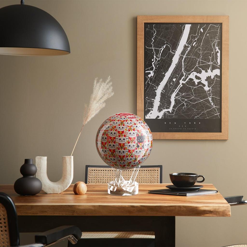 MOVA Globus Japan Exklusiv Glückskatze mit Solarbetriebener Rotation Einzigartige Heim- und Bürodekoration für Frauen und Kinder 11,5cm (4,5 Zoll) Basis, Kugel, Geschenk,