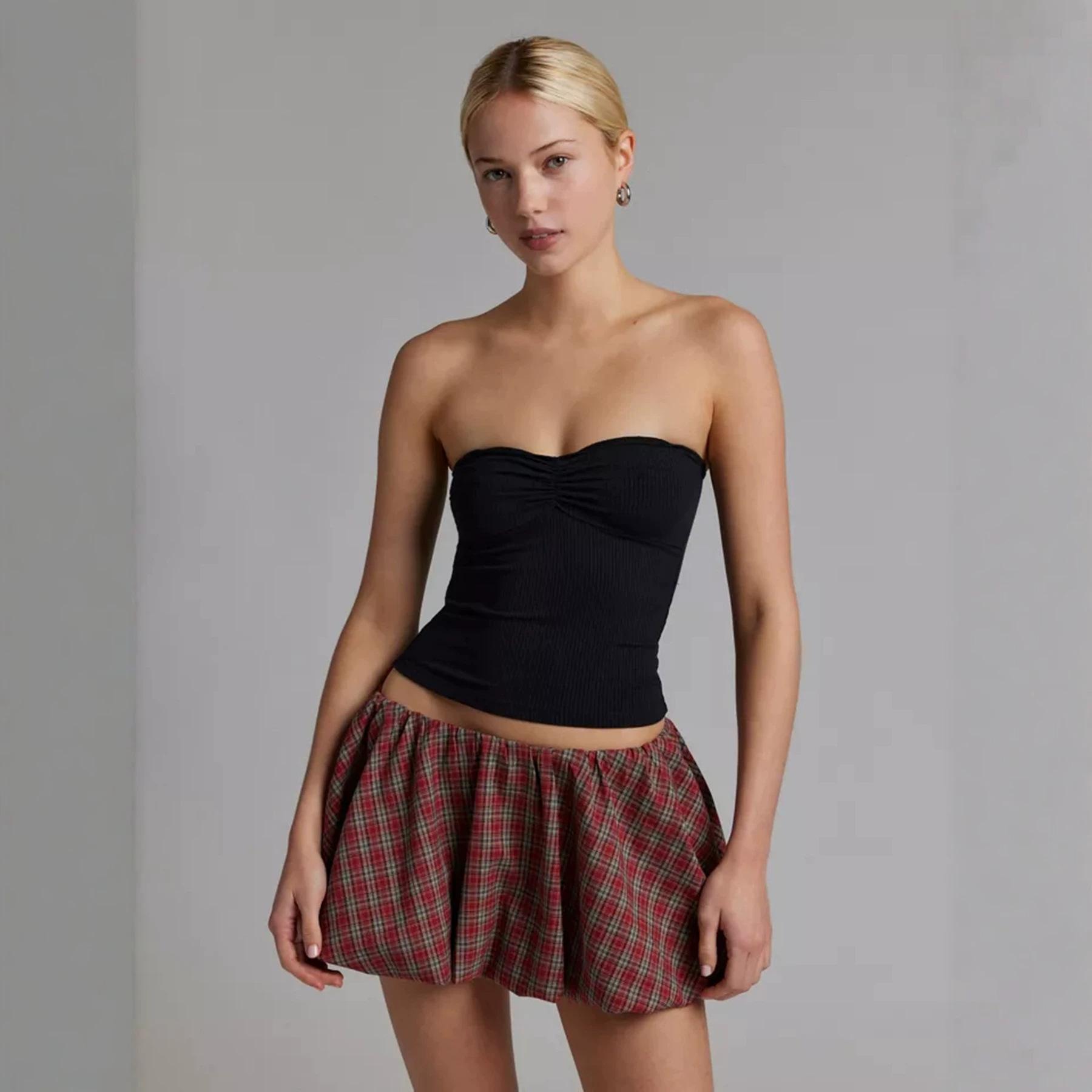 European and American wind pit strips, strapless tube top, advanced sense, sexy, slim and thin, Spice Girl wind outside wear, inner vest XS чёрный