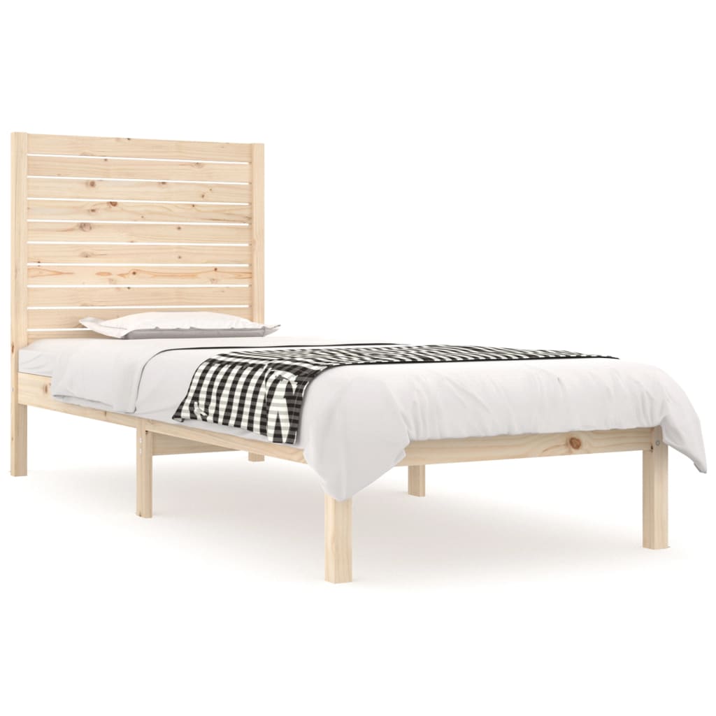 Vidaxl Bed Frame, Solid Wood, 75X190 Cm, Single