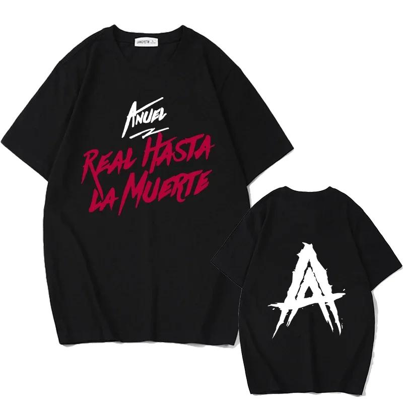 

Летняя мужская футболка с короткими рукавами Anuel AA Real Hasta La Muerte с принтом, уличная одежда, свободный пуловер в стиле рэппер, повседневная футболка Pure M бежевый