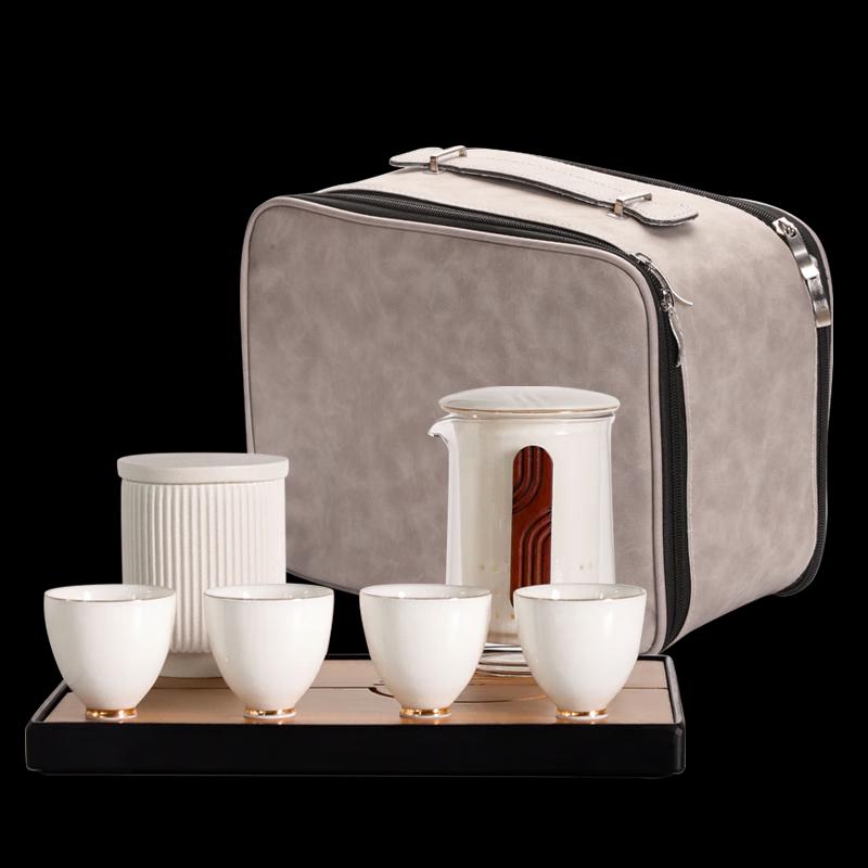 Portable Chinese Ceramic & Glass Tea Set
