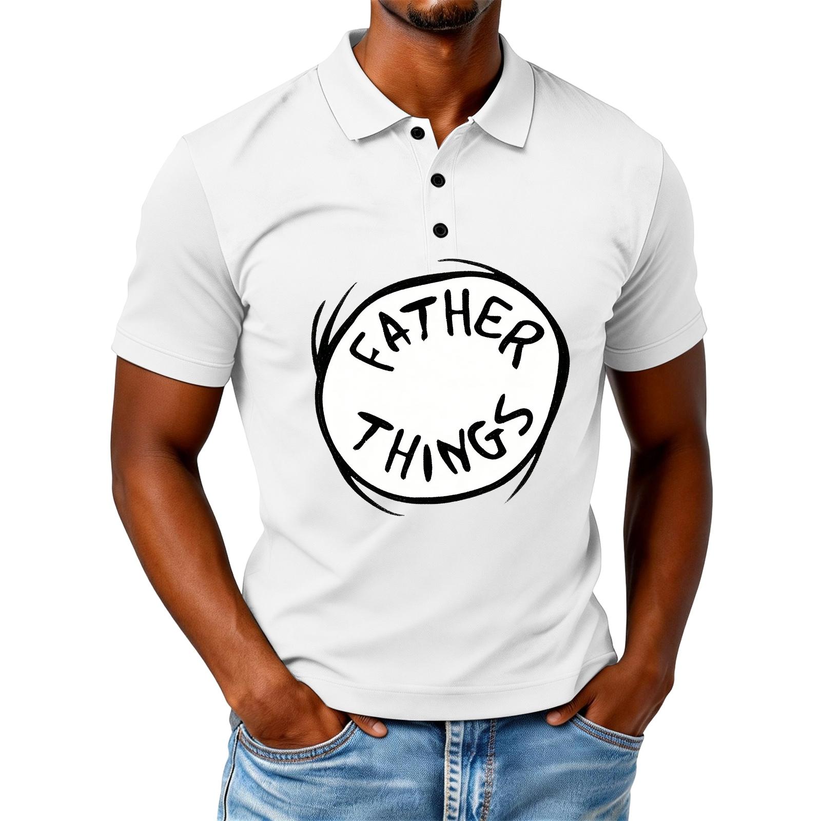 

Men s loose and casual fashionable letter- cartoon print short-sleeved round-neck shirt XL