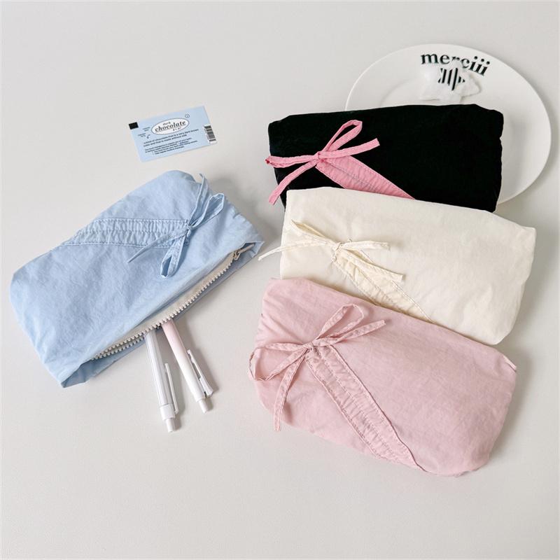 Sweet Bow Pencil Case For Student Cute Bow Pencil Pouch Large Capacity Stationery Storage Bag School Supplies