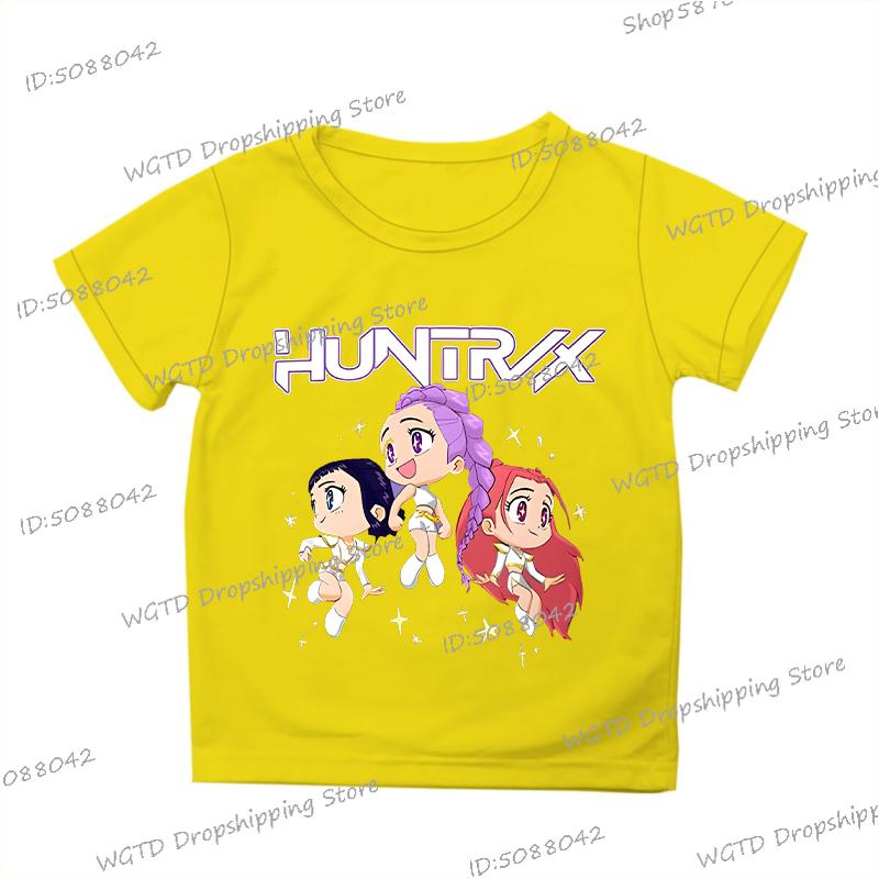 Anime KPop Demon Hunters Printed Cotton Kids T-shirt Korean Style Anime KPop Demon Hunters Short Sleeve Fashion Boys Girls Tops