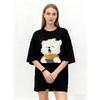 Oversized T Shirt Black Cute White Dog With Scarf Print Casual Everyday Wear