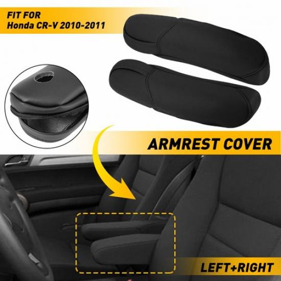 2X FOR Honda CR-V 2010 2011 Black Leather Front Seat Armrest Replacement Cover A