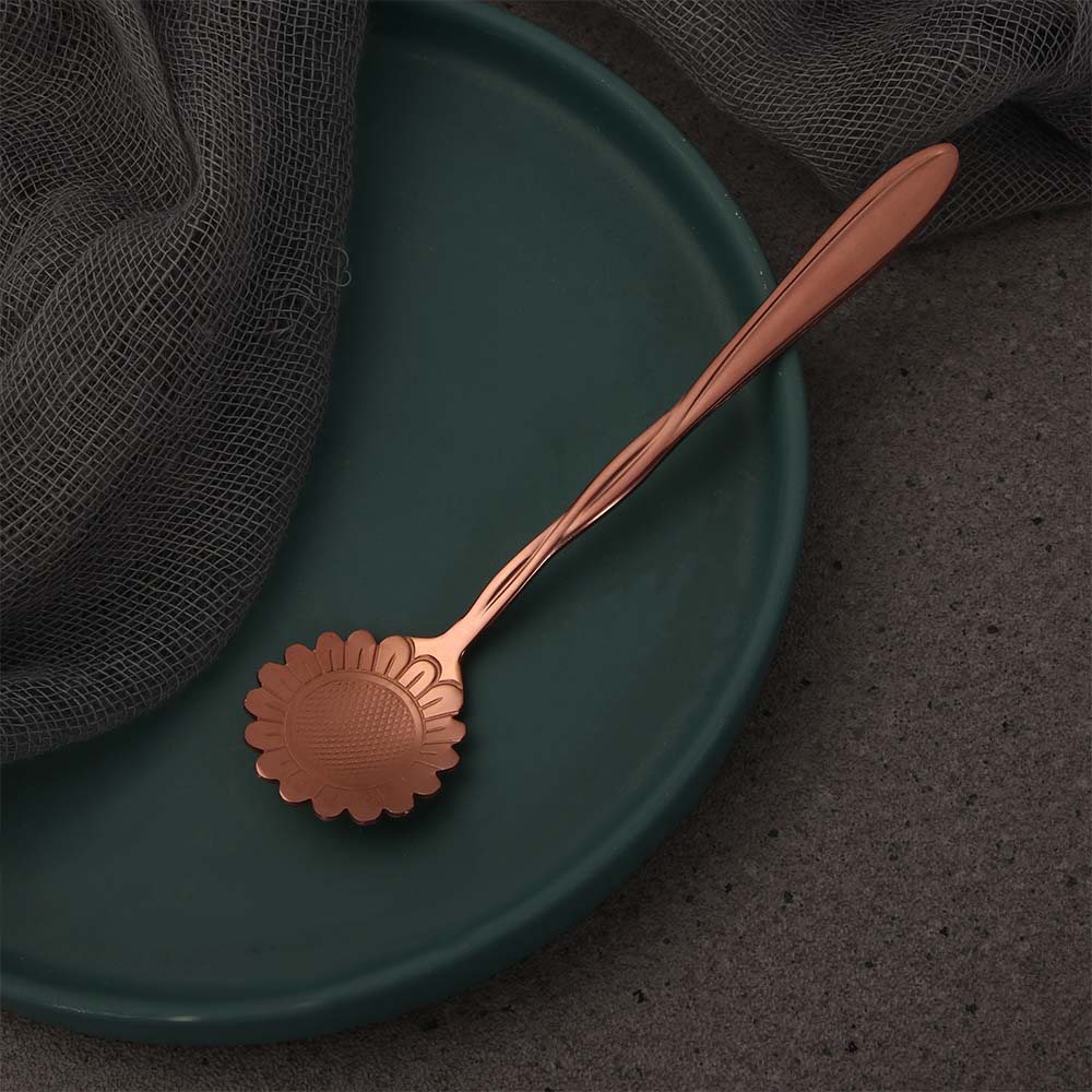 Pattern Bar tools Stainless Steel Tableware for Sugar Ice Cream Coffee Dessert Teaspoon Cutlery Set Flower Spoon Set Soup Spoon