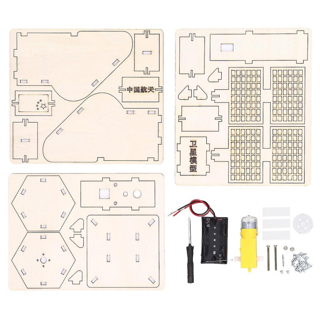 Electric DIY Wooden Space Model Toy, Composite Wood, Battery Powered
