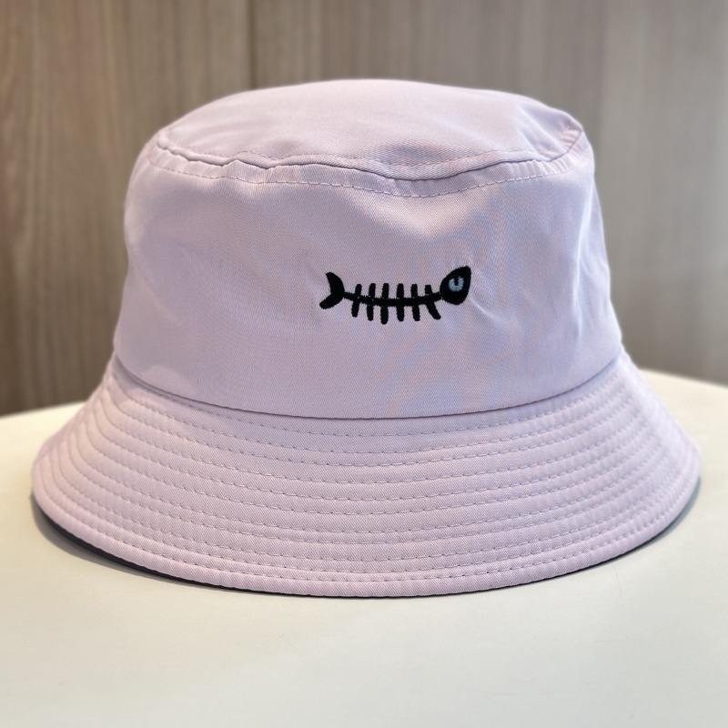 

Вышитая панама с маленькими полями женская летняя универсальная милая студенческая весенне-осенняя шляпа от солнца детская шляпа-ведро тренд M（56-58cm）