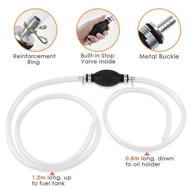 2M Lange Handliche Manuelle Gasölpumpe Auto Kraftstoffpumpe Hand Saugrohrpumpe Langlebig für Flüssigkeit Benzin Tuning Kraftstoff Benzin Dieselpumpe