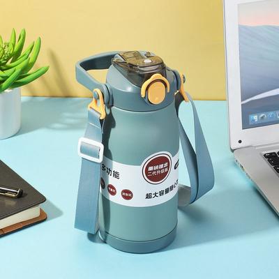 1000ML Thermosflasche Edelstahl Tragbarer Thermobecher mit Strohhalm Große Kapazität Thermo-Flasche mit Becher Sportbecher Neu