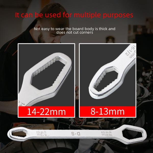 Universal Double-Head Self-Tightening Adjustable Wrench, 8-22mm, Multi-Function and Multi-Purpose Tool