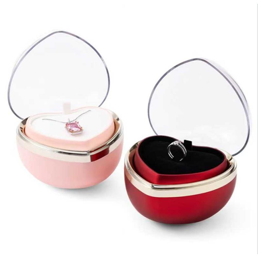 Heart Shape Preserved Flower Flip Ring Box Romantic Birthday Gift Packaging Box  for Lover