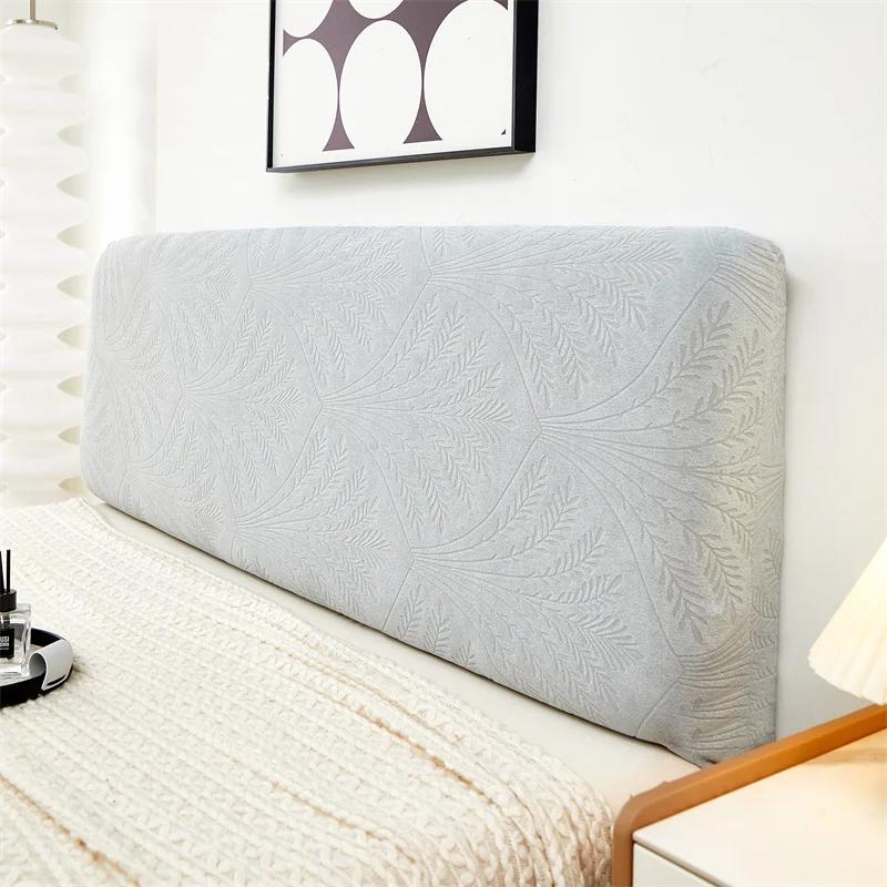 

1 шт. Жаккардовый чехол на изголовье кровати с листьями, Скандинавский мягкий эластичный чехол на изголовье, Декор для спальни, Полностью закрывающий прикроватный защитный чехол L120cm H50-60cm S