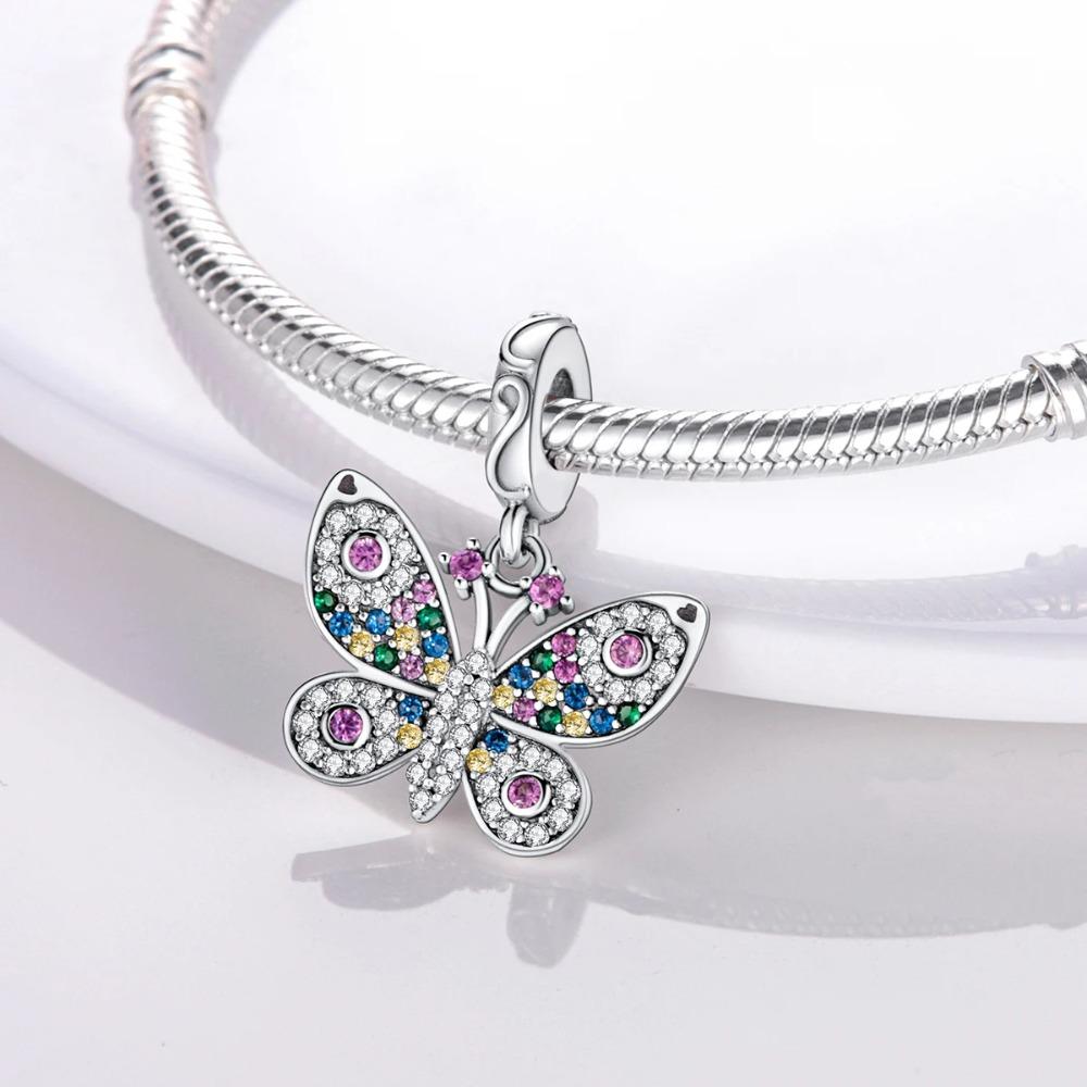 925 Silver Butterfly Firefly Pendants Charms Beads For Women Fine Jewelry Making Necklace Bracelet