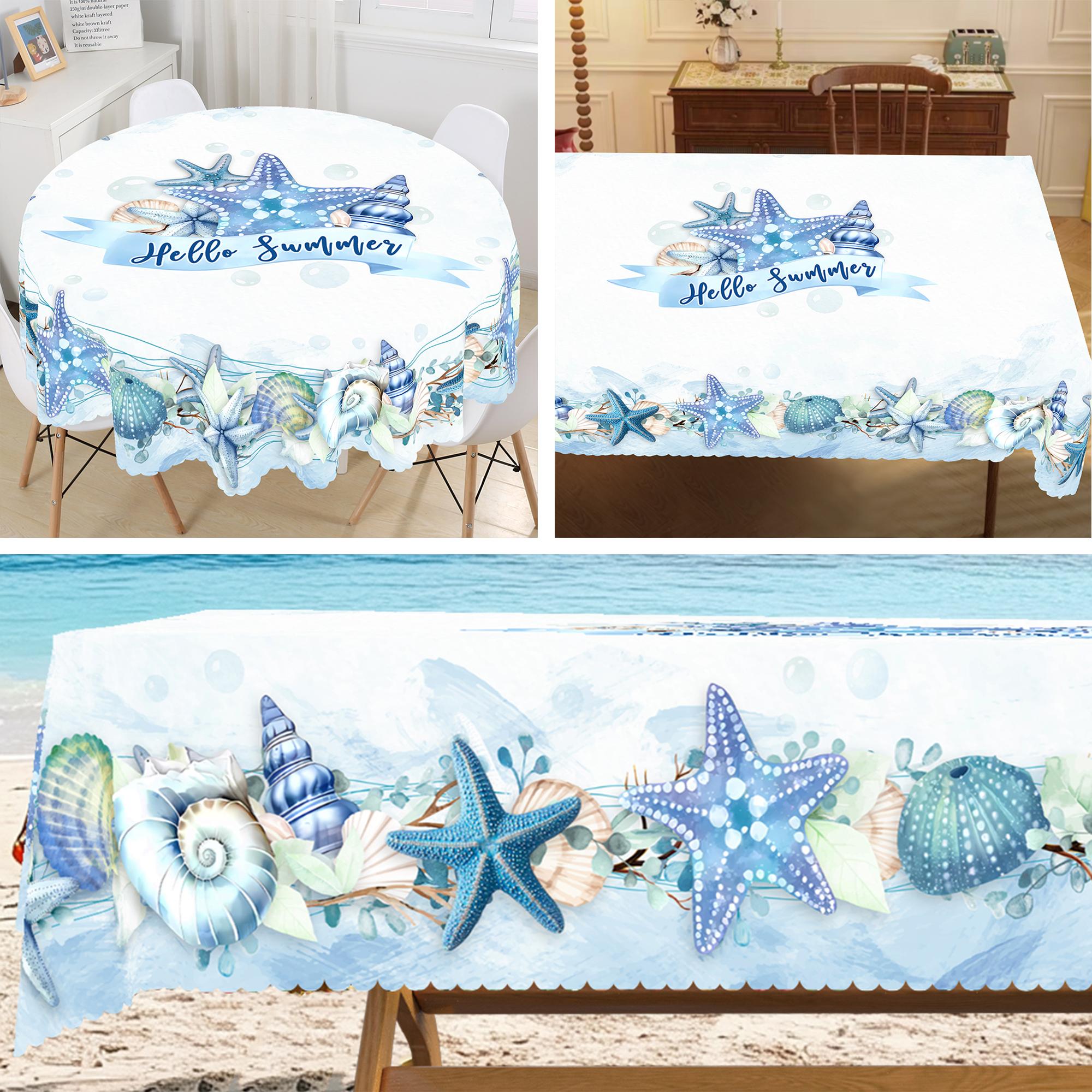 Couronne de fleurs du Jour de l'Indépendance Nappe rectangulaire imperméable Fleur étoile rouge bleue Drapeau USA Housse de table pour dîner cuisine 152x220cm