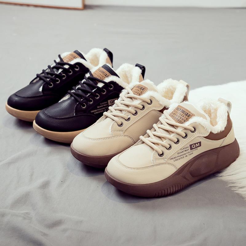 Fleece thickened large cotton women's shoes winter warm snow boots women's versatile new thick-soled cotton boots winter cotton