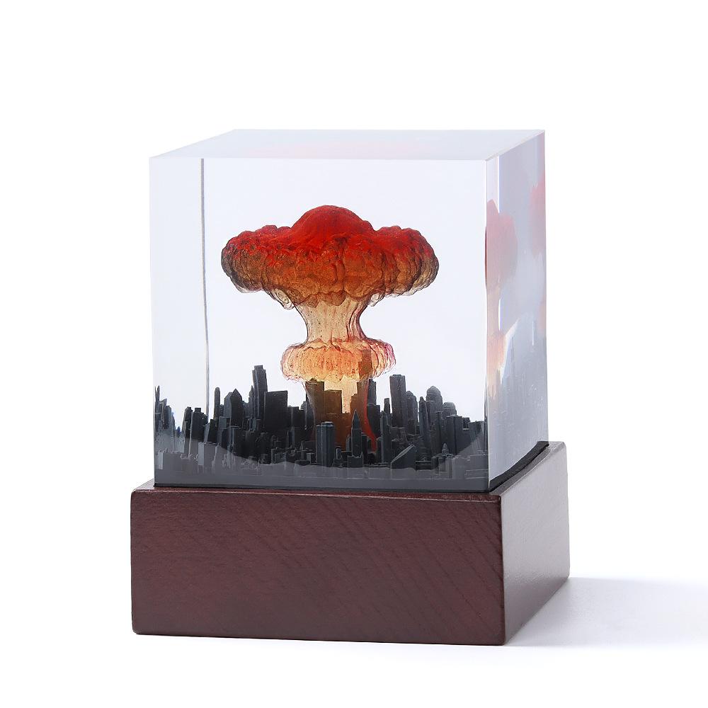 DIY Handmade Resin Atomic Bomb Explosion Mushroom Cloud Night Light Ornament