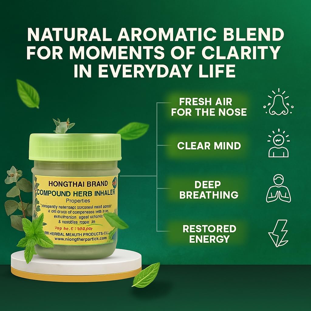 Hong Thai Herbal Inhaler – 40g | Thai Balm for Nasal Relief & Relaxation