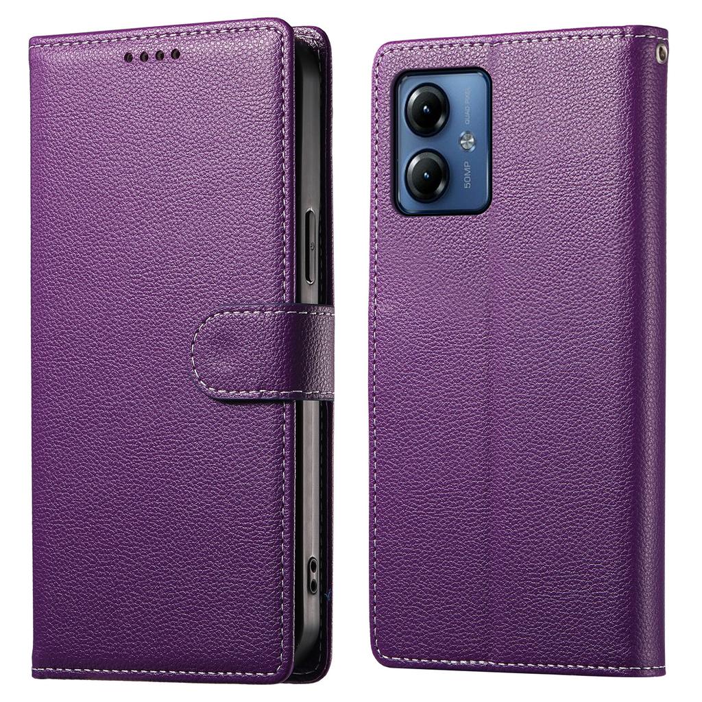 For Motorola Moto G14 4G/G54 5G Case Litchi Texture Leather Wallet Phone Cover Magnetic Snap
