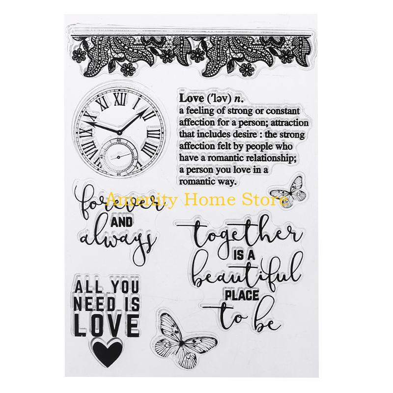 

F26C PVC Transparent Vintage Clock Stamp Seal Fancy Font Patterns DIY Scrapbook чистый