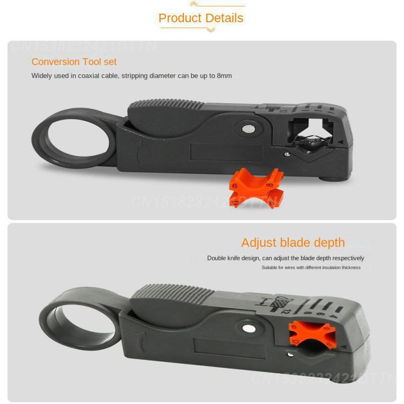 Wire Stripper Automatic Abs Stripping Pliers Knife Wire Cable Tools Crimper Pliers Coaxial Decrustation Pliers Double-blade