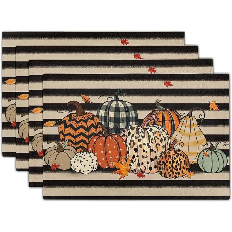 1pc Gnomes Placemats Buffalo Plaid Kitchen Mat Heat Proof Linen Place Mats for Home Kitchen Dinner Table Decor and Supplies